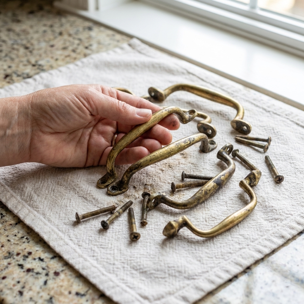 Naturally Clean and Restore Vintage Brass Cabinet Hardware
