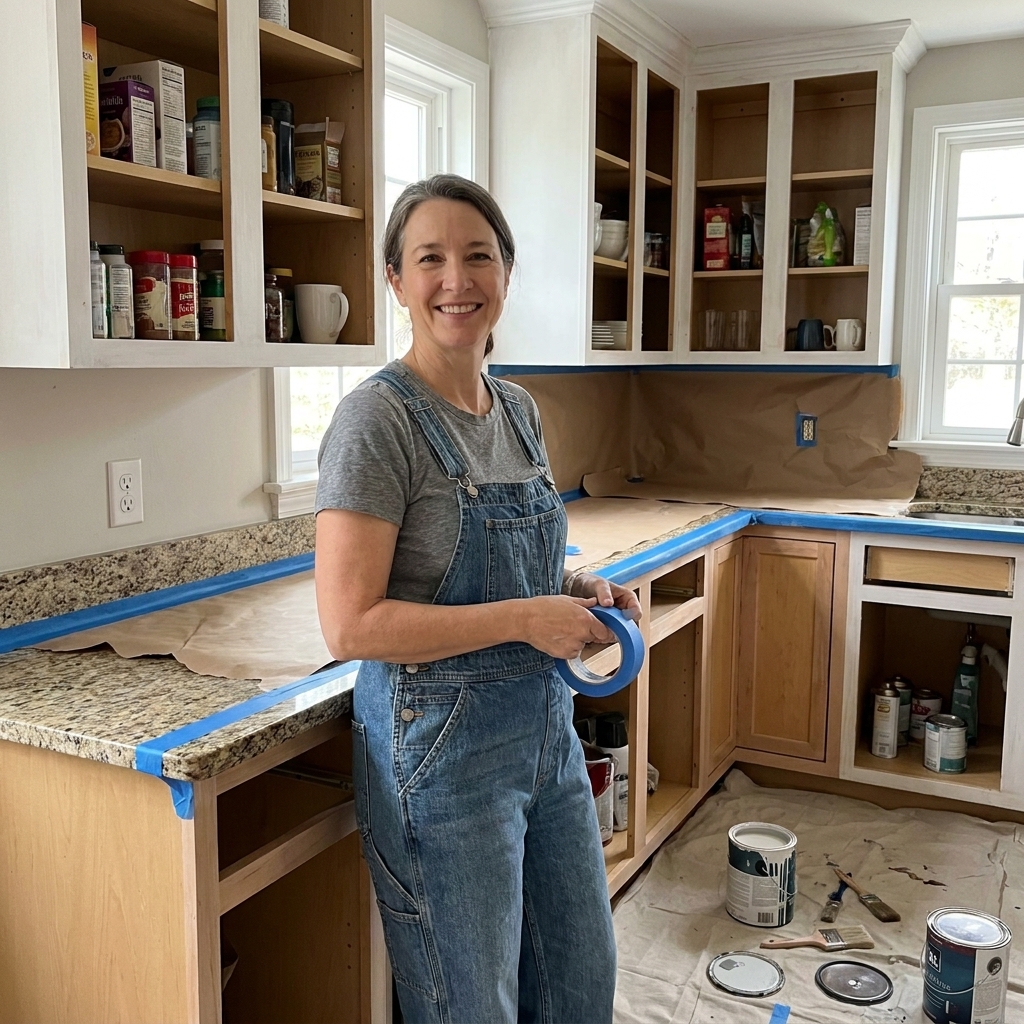 Masking and Taping a Kitchen for Cabinet Painting