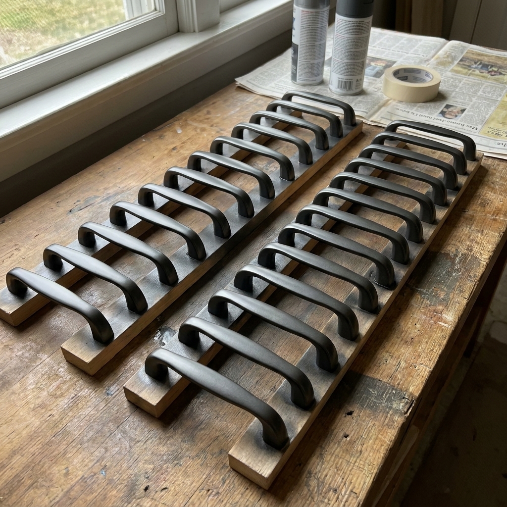How to Spray Paint Kitchen Cabinet Hardware So It Lasts